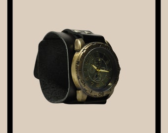 Reloj Steampunk, reloj de pulsera de cuero genuino, reloj de pulsera gótico, reloj de pulsera de puño, reloj hipster, reloj de pulsera personalizado