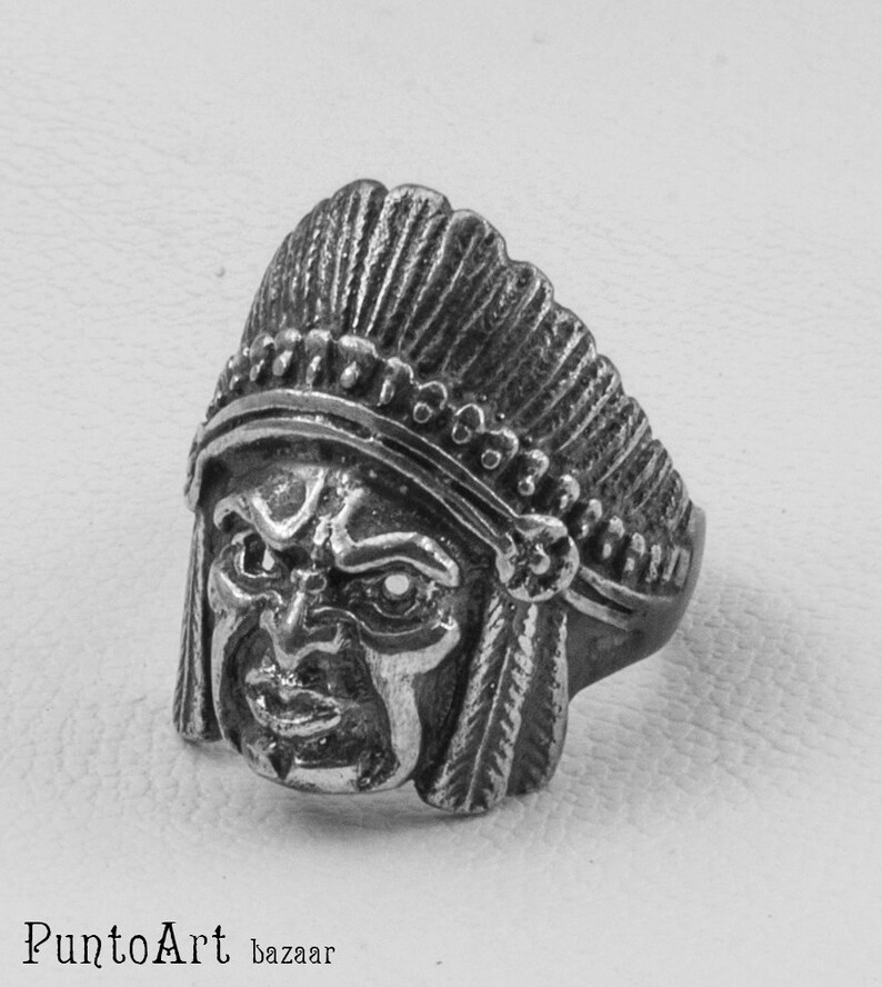 Gothic Jewelry Ring Sterling Silver 925 Hipster Ring Steampunk Ring Contemporary Ring Skull Ring Motorcycle Ring Indian Silver Ring