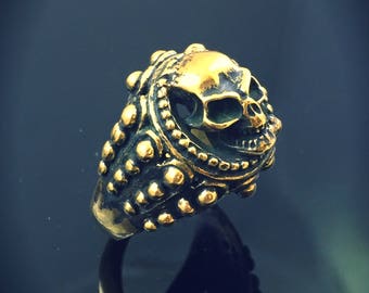 Bronze Skull Ring, Gothic Jewelry Ring, Bronze, Hand Made Steampunk Bronze Skull Jewelry, Contemporary Ring, Hipster Ring