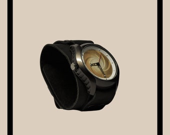 Steampunk Watch, Genuine Leather Wristwatch, Gothic Wristband Watch, Cuff Bracelet Watch, Hipster's Watch, Custom Wristwatch