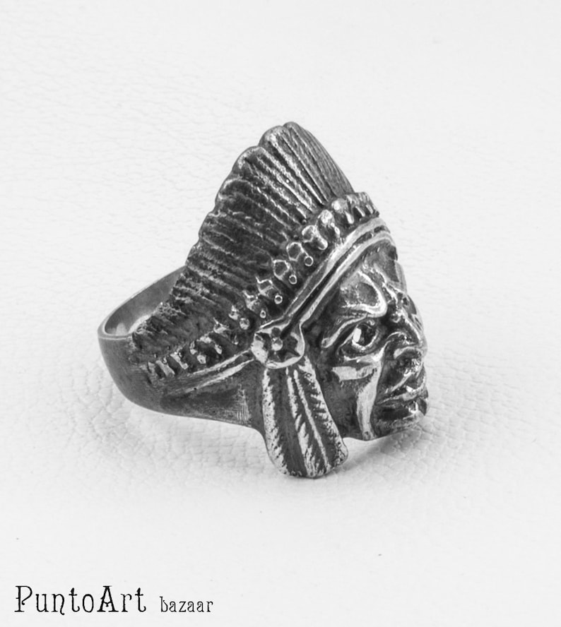 Gothic Jewelry Ring Sterling Silver 925 Hipster Ring Steampunk Ring Contemporary Ring Skull Ring Motorcycle Ring Indian Silver Ring