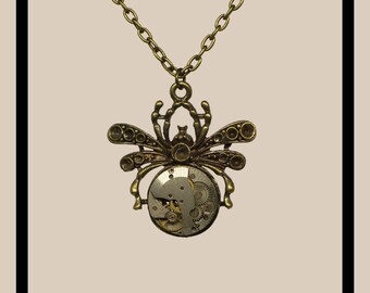 Steampunk Pendant Necklace, Steampunk Jewelry, Gothic Pendant, Watch Parts Necklaces, Industrial Pendant, Handmade, Steampunk, Woman, Gothic