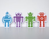 4 Robot Gift Tags