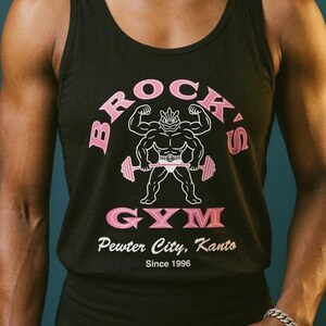 Brock's Gym Tank Top — Parody Pokemon Gym Shirt — Machamp Gold's Gym — Funny Pokemon 30th Anniversary Gift image 4