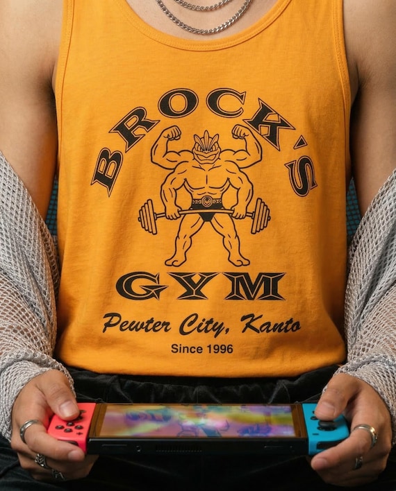 Brock's Gym Tank Top — Parody Pokemon Gym Shirt — Machamp Gold's Gym  — Funny Pokemon 30th Anniversary Gift