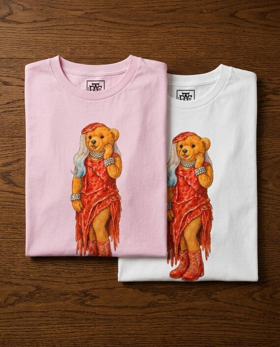 Lady Gaga Meat Dress Bear T-Shirt - VMA Parody Graphic Tee Pop Art Polo Bear Unisex Gay Gift - Mayhem Ball Tour Merch