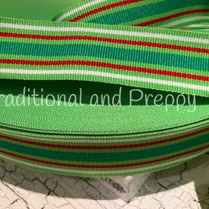 3 yards 7/8” Christmas stripe red and green reversible   grosgrain ribbon