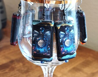 Magic Potion, and Cat Earrings, Mystical, Unique, Great Artwork, Volume Discount