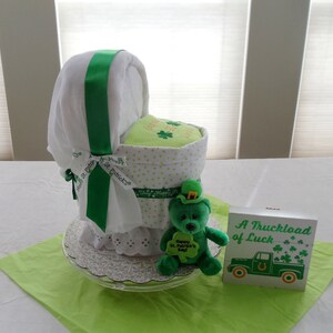 Eco Unisex St. Patrick&#39;s  Bassinet Diaper Cake // Children&#39;s, Handmade, New Baby, New Mom, Unique Diaper Cake