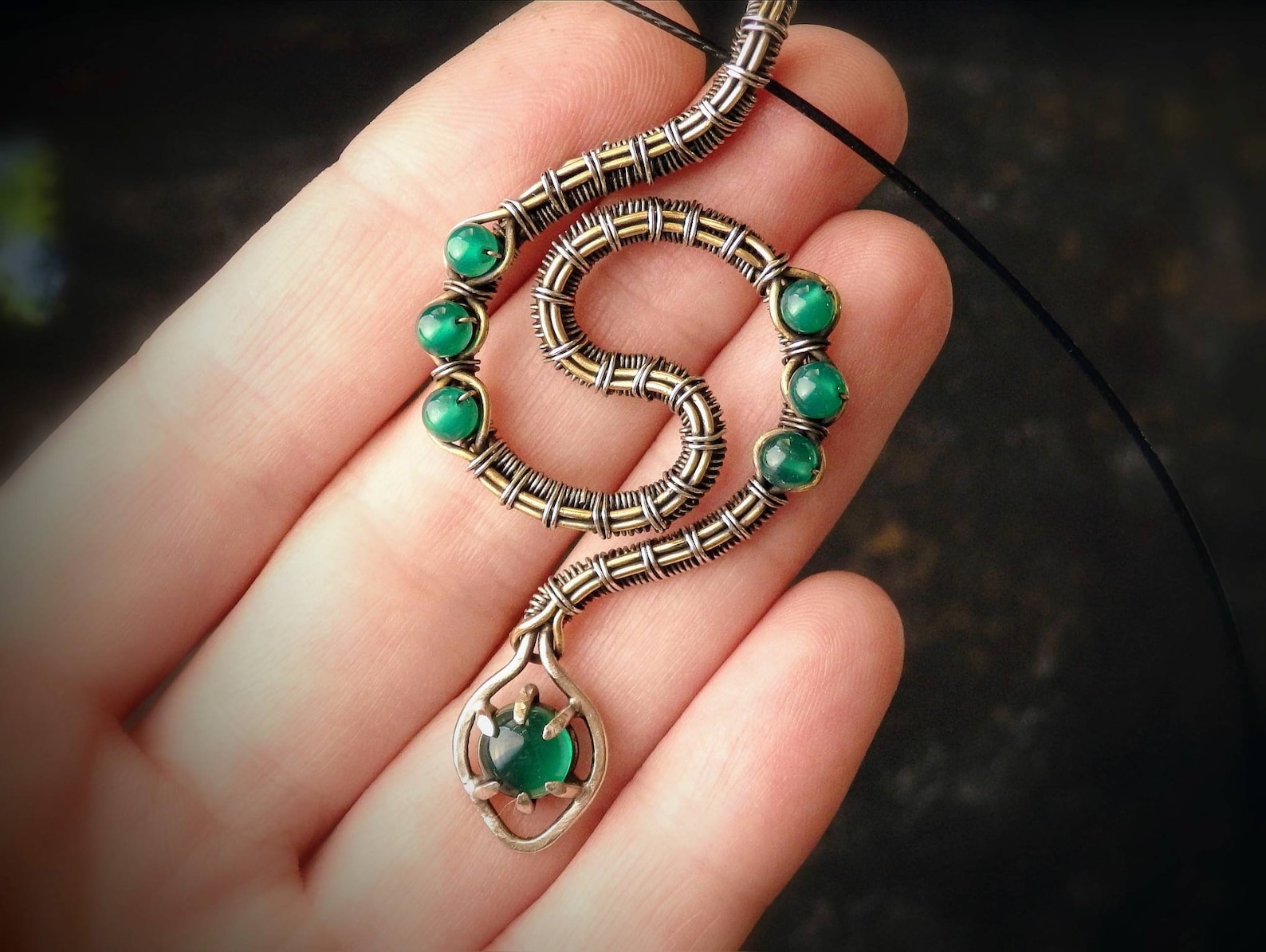 Wire wrapped snake pendant with chalcedony Snake jewelry Etsy
