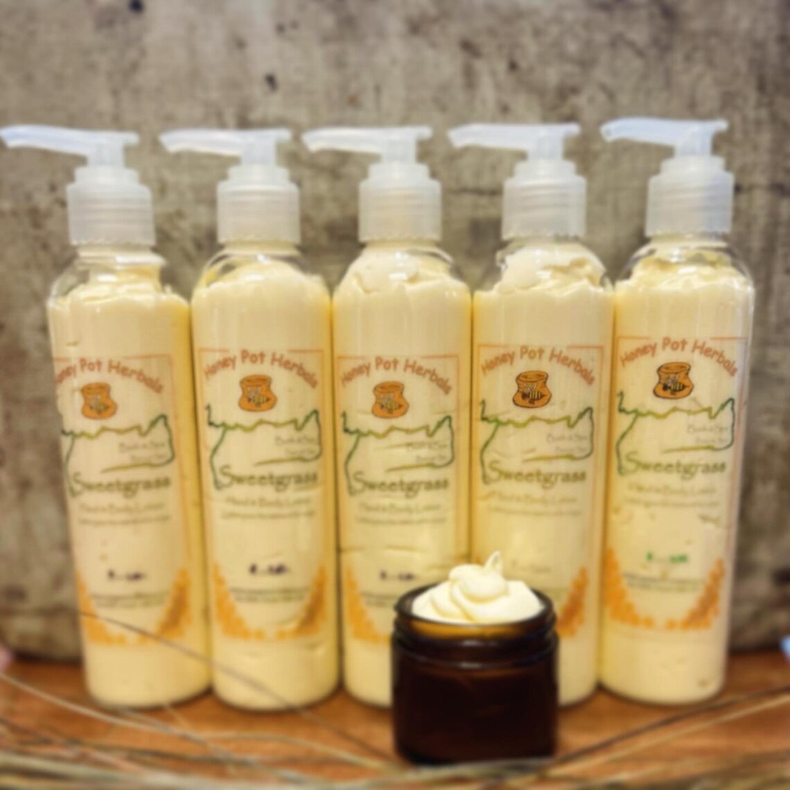 Hand and Body Lotion, Sweetgrass, Made With Herb Infused Oils