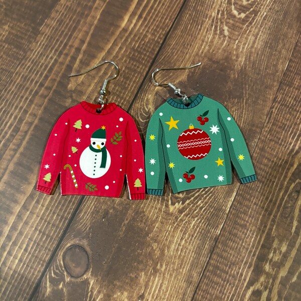 Ugly Christmas Sweater Earrings // Fun Christmas Earrings // Mismatched Christmas Jewelry // Quirky Earrings