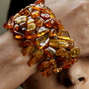 Knitted Sterling wire cuff with Baltic Amber and Swarovski Crystals