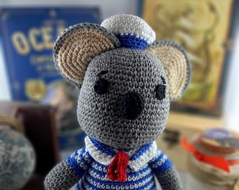 Koala en marinière - doudou amigurumi