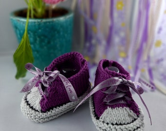 Baskets - chaussons bébé fait-main au tricot