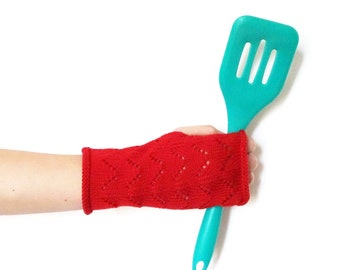 red merino wool gloves