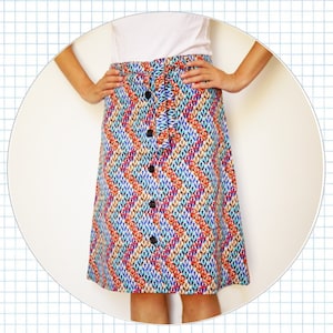 button front high waist cotton skirt