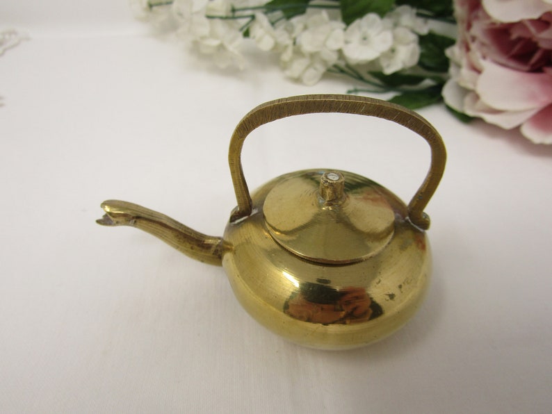 Miniature Brass Kettle Vintage Brass Teapot Tiny Metal Etsy