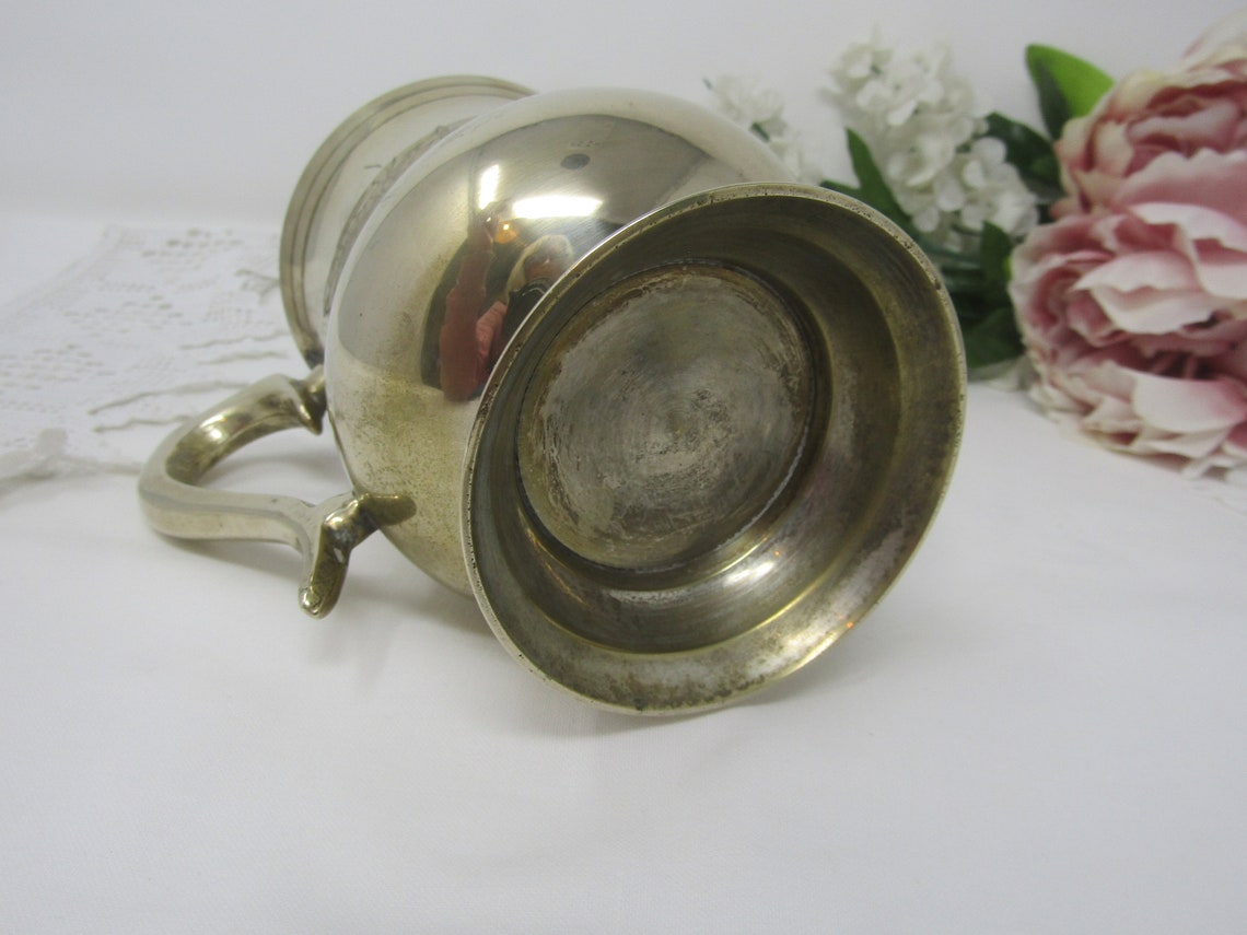 Vintage Brass Tankard Etched Brass Beer Stein Footed Mug Etsy