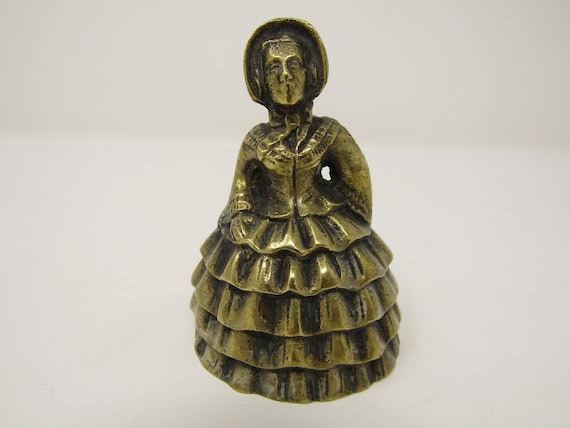 Small hand bell Victorian lady Vintage crinoline lady brass bell ornament crinoline Vintage retro kitsch decor. 1940s