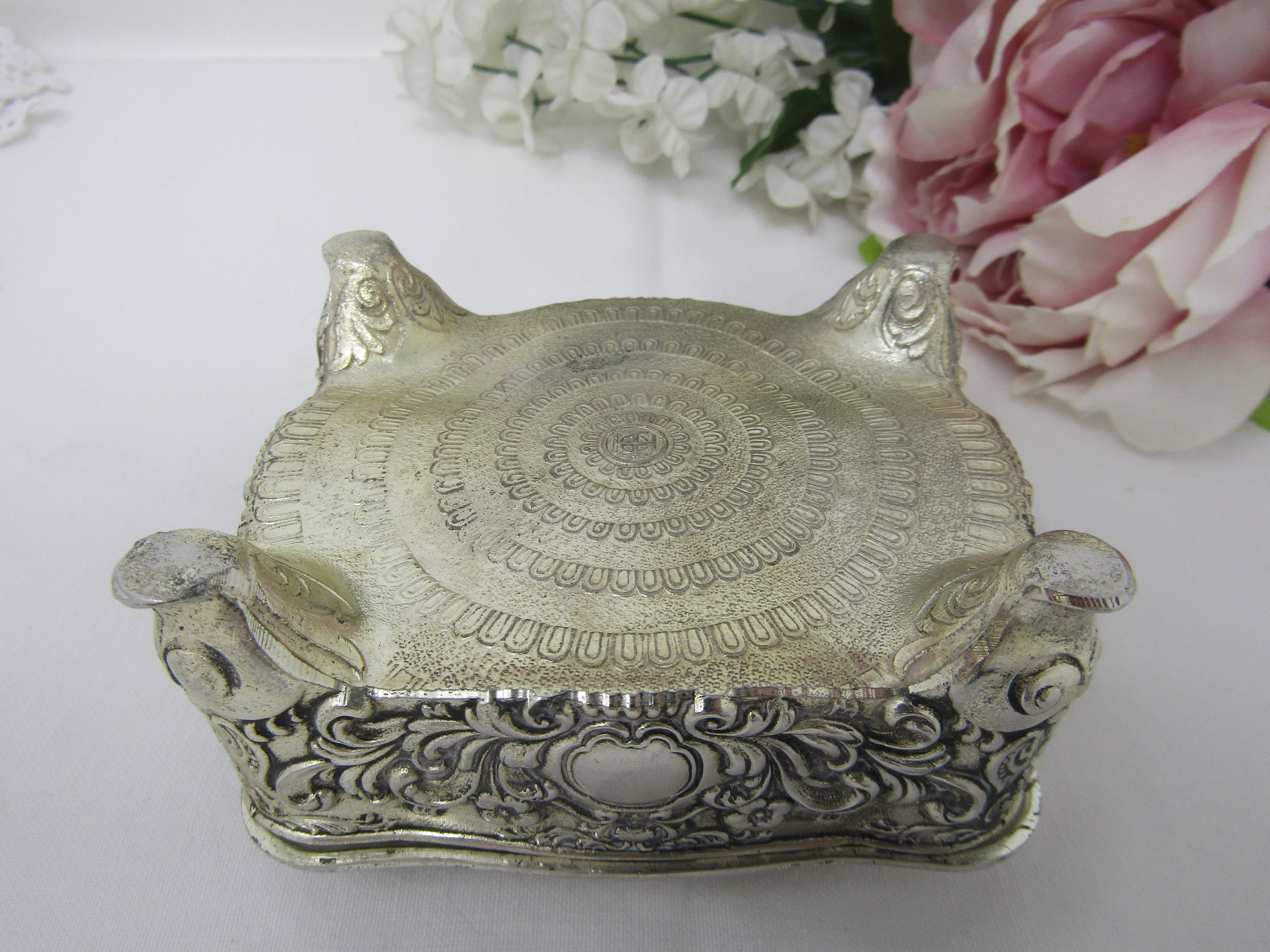 Vintage Silver Plated Trinket Box Country Scene Jewelry Box Etsy UK