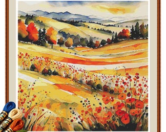Gouden herfst velden kruissteekpatroon pdf