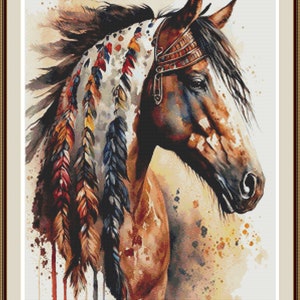 Indian Horse 2, Cross stitch pattern, Counted cross stitch, Hand embroidery pattern, PDF cross stitch pattern, Cross stitch, PDF chart