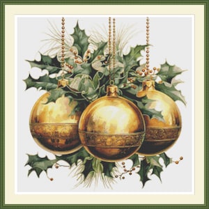 Christmas Baubles 3. PDF Cross stitch pattern, Christmas pattern, Baubles, Hand embroidery, Digital download, Cross stitch chart.