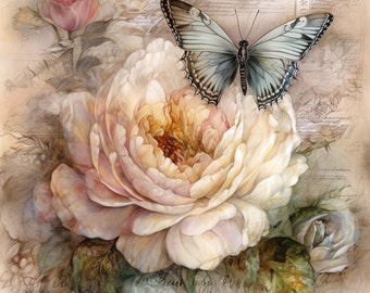 Flowers and Butterfly.Cross stitch pattern, Coynted cross stitch, Hand embroidery pattern, PDF cross stitch, Cross stitch, PDF pattern