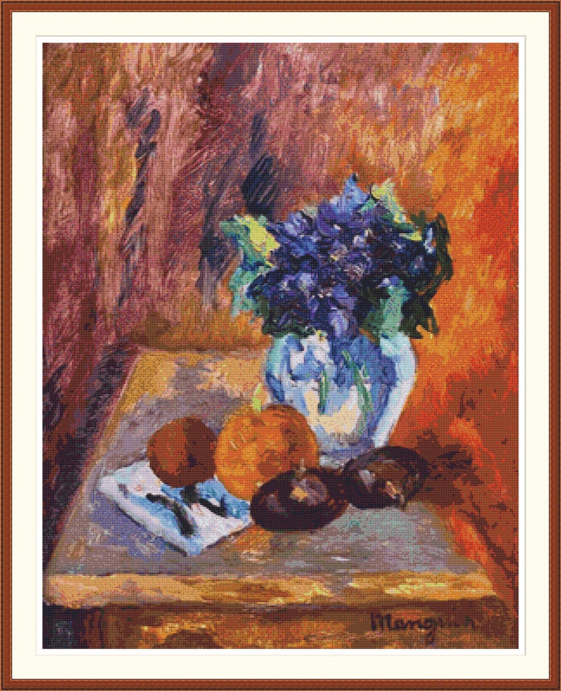 PDF cross stitch Cross stitch Counted cross stitch pattern PDF pattern Embroidery pattern Still Life with a Bouquet of Violets
