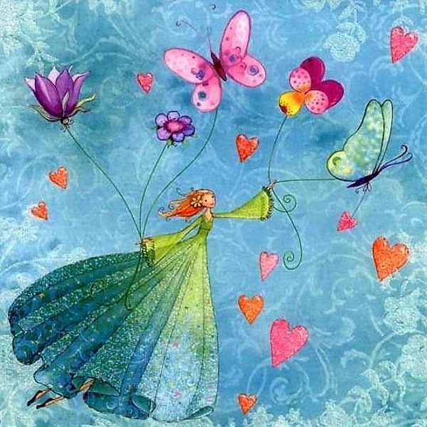 Fairy and Butterflies, Cross stitch pattern. Counted cross stitch. Cross stitch supply. Embroidery pattern. PDF cross stitch. Cross stitch