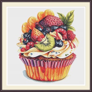 Cupcake 3.  PDF cross stitch pattern, Hand embroidery, Home decor, Cupcake, Cross stitch chart, PDF pattern, Digital download.