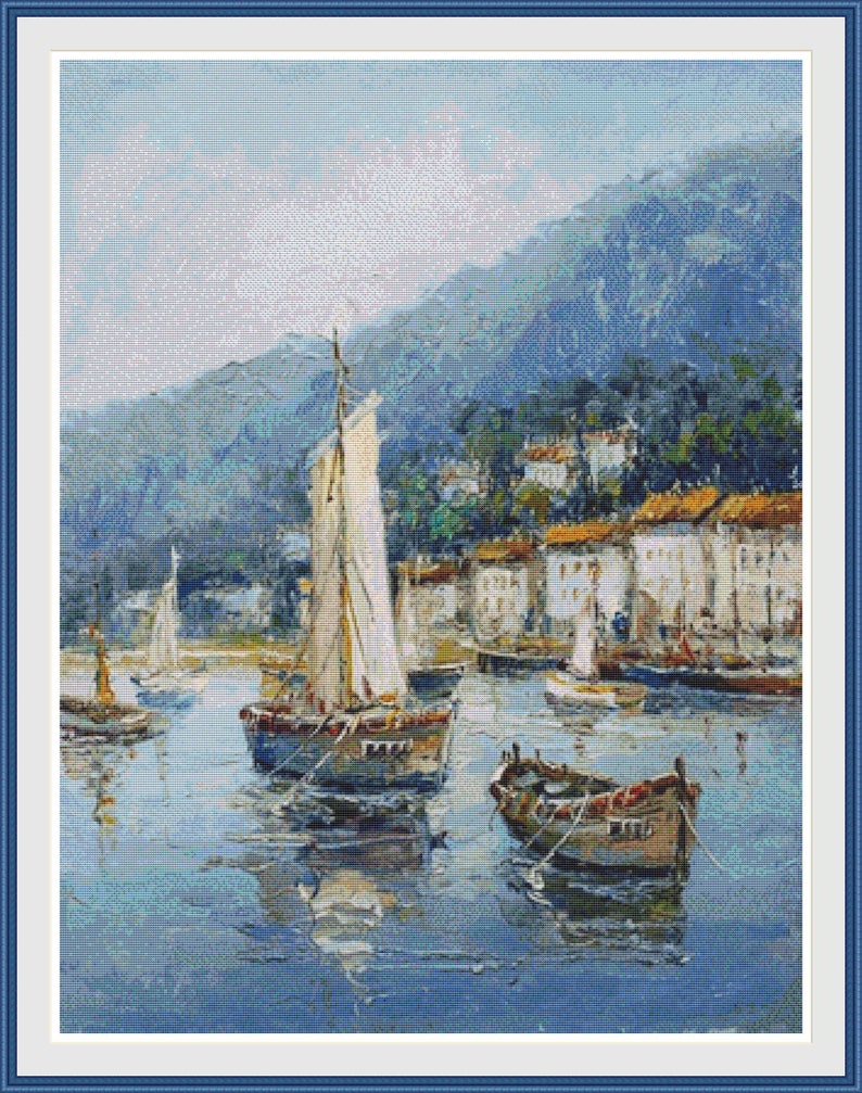 Cross stitch supply The Little Harbour Embroidery pattern Counted cross stitch PDF cross stitch Cross stitch pattern Cross stitch