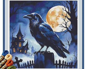 Raven Cemetery Watch Cross Stitch Pattern PDF