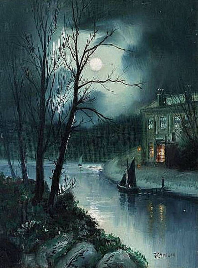 Cross stitch pattern Cross stitch Counted cross stitch Cross stitch supply Embroidery pattern PDF pattern House by a Moonlit River