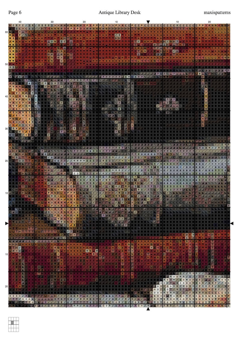 Antique Library Desk Cross Stitch Pattern PDF, Vintage Books and Writing Still Life image 7