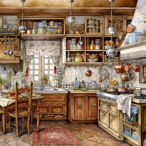 Old Kitchen 1, Cross stitch pattern, Counted cross stitch, Hand embroidery pattern, PDF cross stitch, Cross stitch chart, PDF pattern