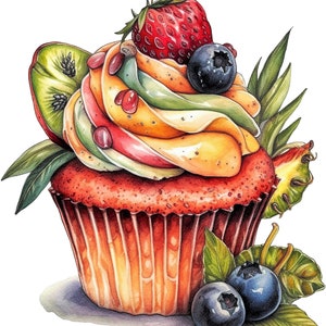 Fruity Cupcake 1, Cross stitch pattern, Counted cross stitch, Hand embroidery pattern, PDF cross stitch chart, Cross stitch