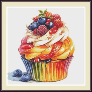 Cupcake 2. PDF cross stitch pattern, Hand embroidery, Home decor, Cupcake, Cross stitch chart, PDF pattern, Digital download.