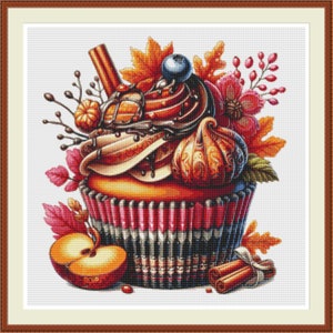 Fall Cupcake 5. PDF Cross stitch pattern, Hand embroidery, Fall, Cupcake pattern, Home decor, Cross stitch chart,Digital download.