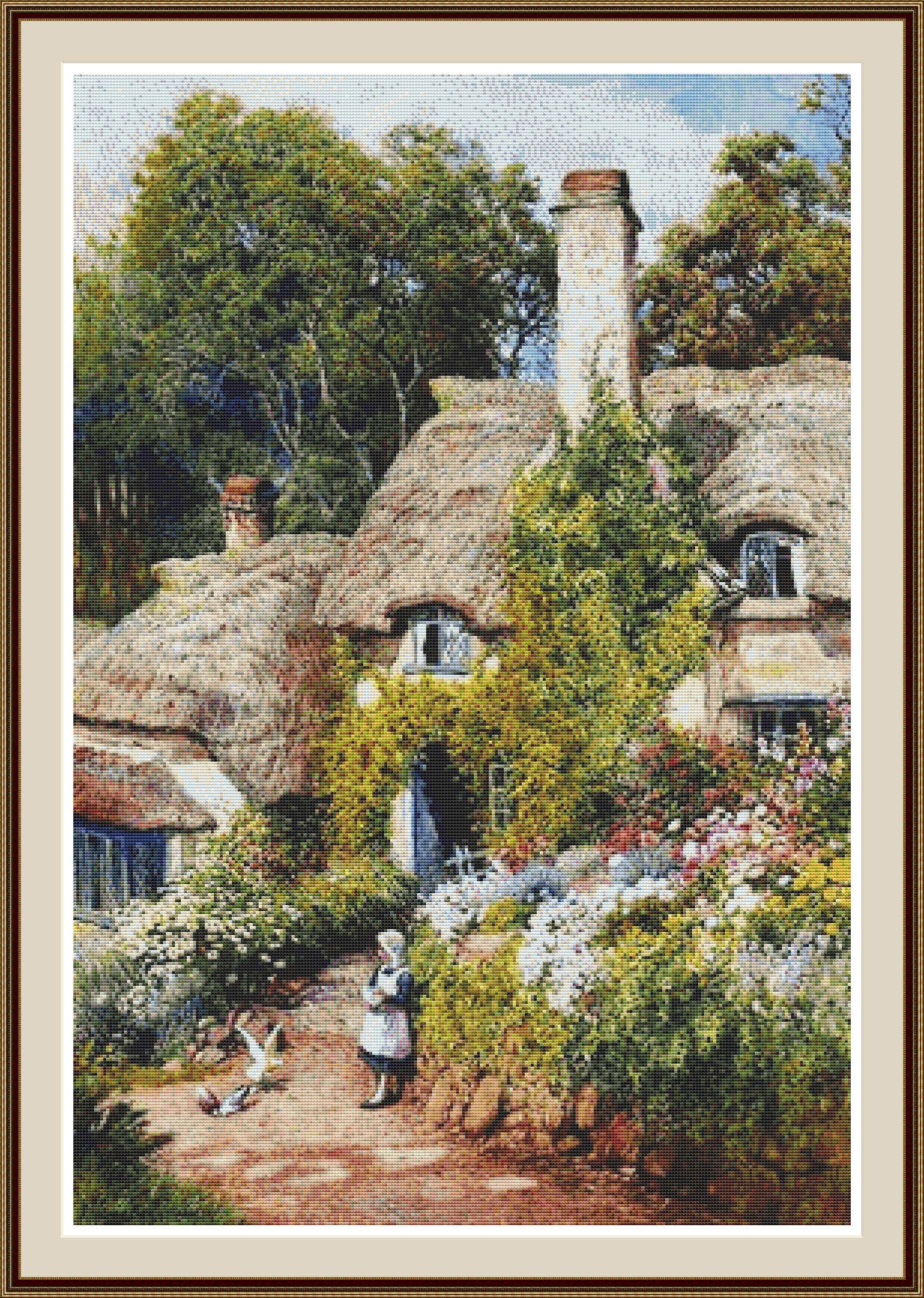 A Thatched Cottage Cross Stitch Pattern Counted Cross Etsy