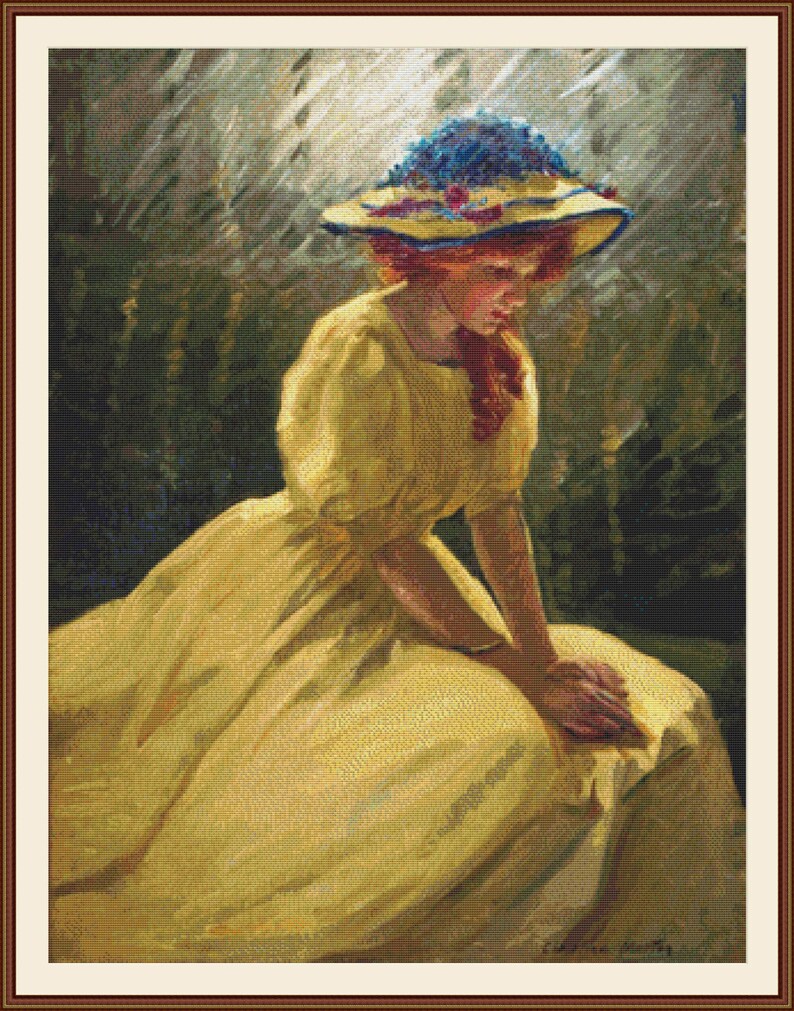 The Yellow Dress Counted Cross Stitch Pattern in PDF Format Etsy