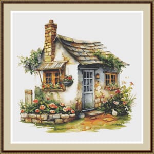 Tiny Cottage 11. PDF Cross stitch pattern, Cute tiny cottage, Home decor, Hand embroidery, Cottage, Cross stitch chart.