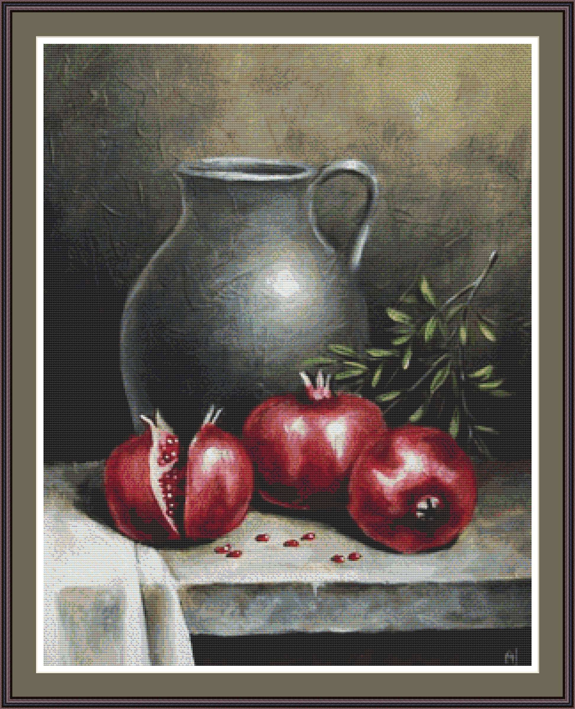Pomegranates and Jug. Cross Stitch Pattern. Cross Stitch Etsy