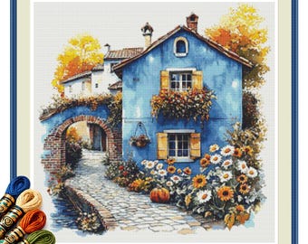 Blue Cottage Garden Walk kruissteekpatroon pdf