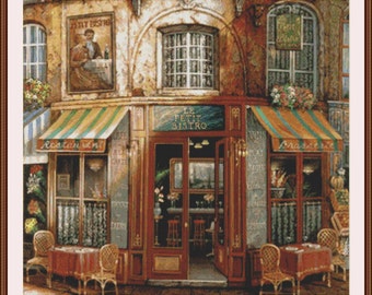 Le Petit Bistro. PDF Cross Stitch Pattern,French Cafe. Embroidery  pattern, Cross stitch chart.