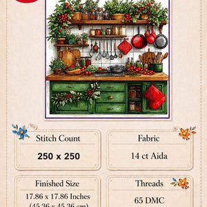 Holiday Kitchen Pantry Cross Stitch Pattern PDF, Christmas Embroidery Chart image 6