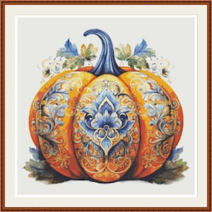 Pumpkin 5. Cross stitch pattern, Counted cross stitch, Hand embroidery pattern, PDF cross stitch chart, Cross stitch, PDF pattern.