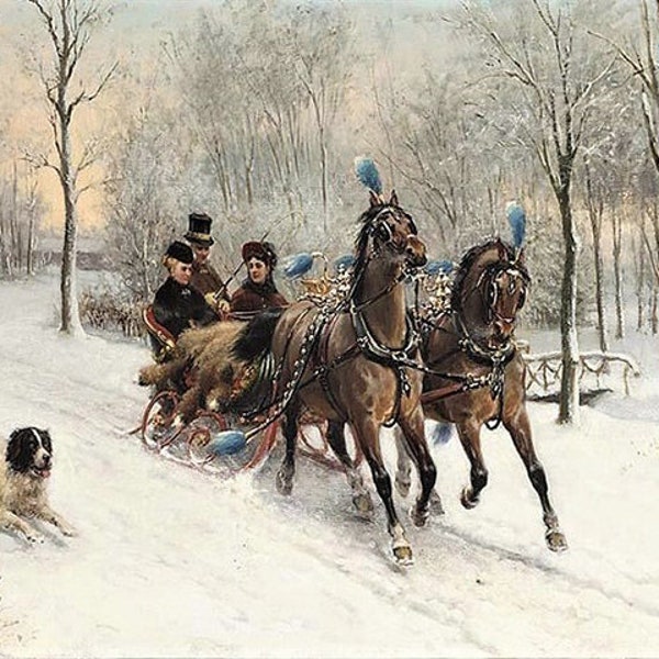 A Riding Tour in the Snow # Cross stitch pattern # Embroidery pattern # Cross stitch supply # Counted cross stitch pattern in PDF format