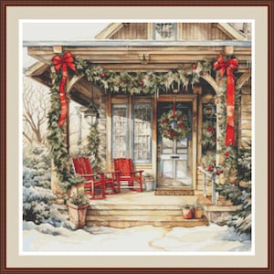 Christmas Porch 4.Cross stitch pattern, Counted cross stitch, Hand embroidery pattern, PDF cross stitch, Cross stitch, PDF pattern